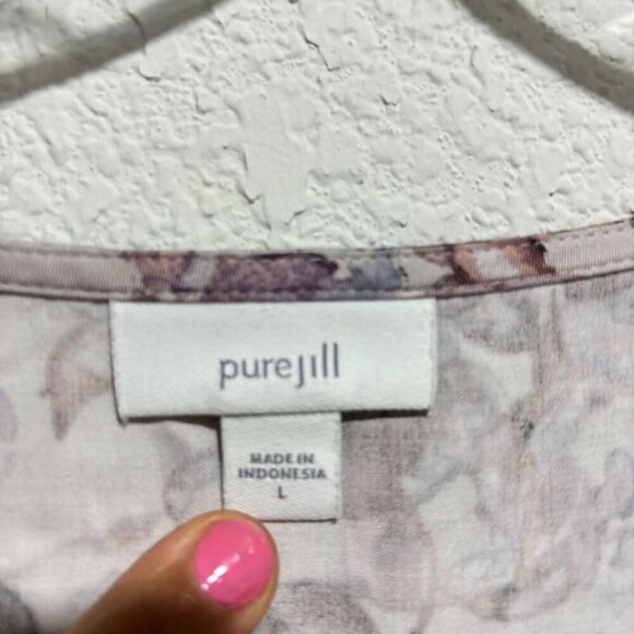 J.Jil Purejill Women's Viscose 3/4 Sleeve Pullover Blouse Large Beige Floral - Picture 4 of 7
